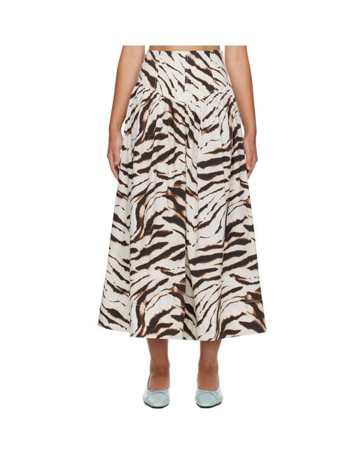 Ganni Black Off- & Zebra Cotton Maxi Skirt