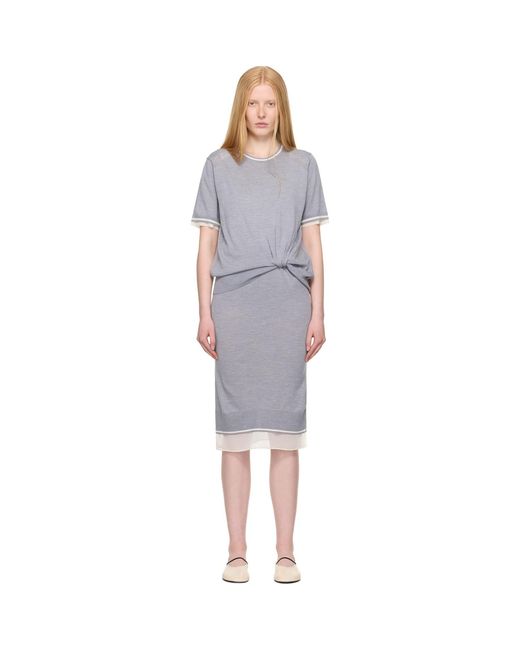 3.1 Phillip Lim Black Draped Knit & Organza Midi Dress