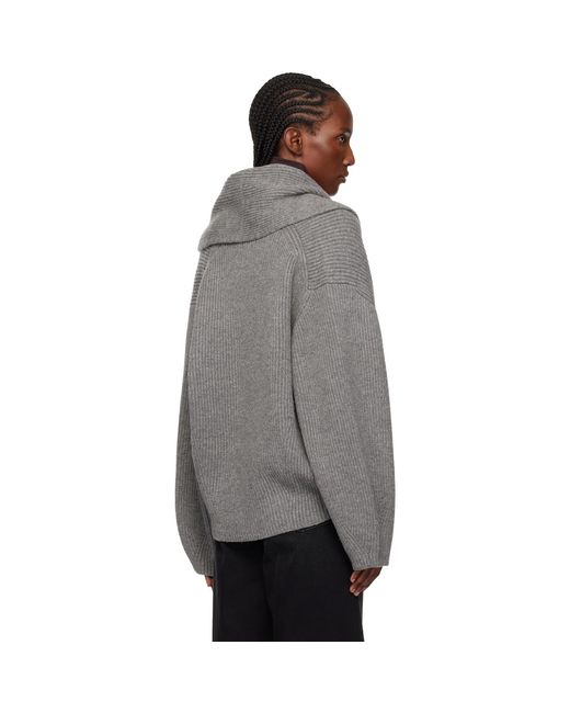 Totême Gray Shawl-Lapel Cardigan