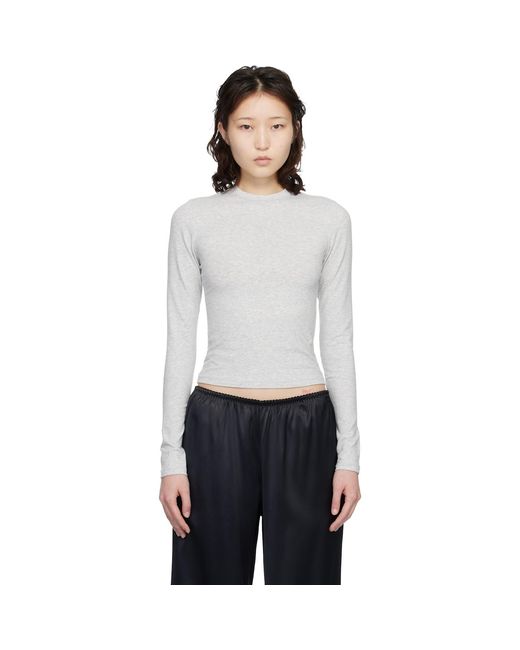 Skims White Cotton Jersey Long Sleeve T-Shirt