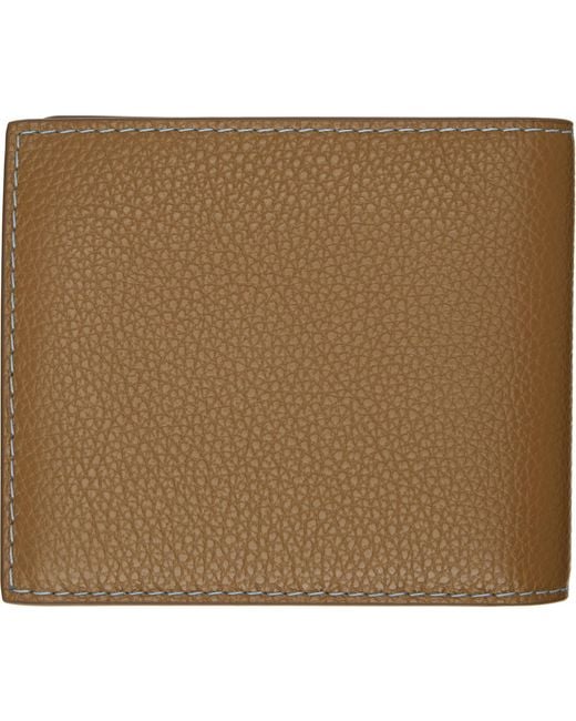 Marni Brown Khaki Contrast Stitching Leather Bifold Wallet for men