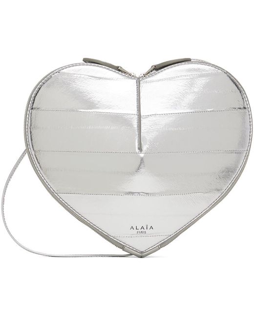 Alaïa White Silver 'le Cœur' Shoulder Bag