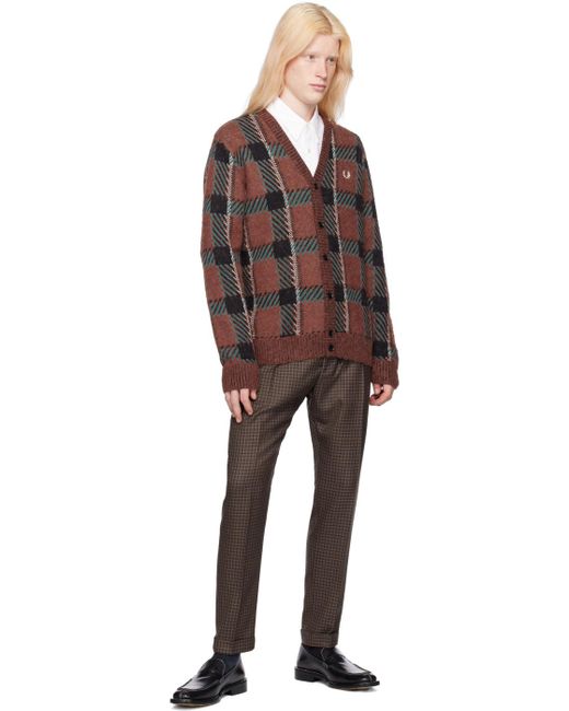 F perry cardigan glitch brun Fred Perry pour homme en coloris Multicolor