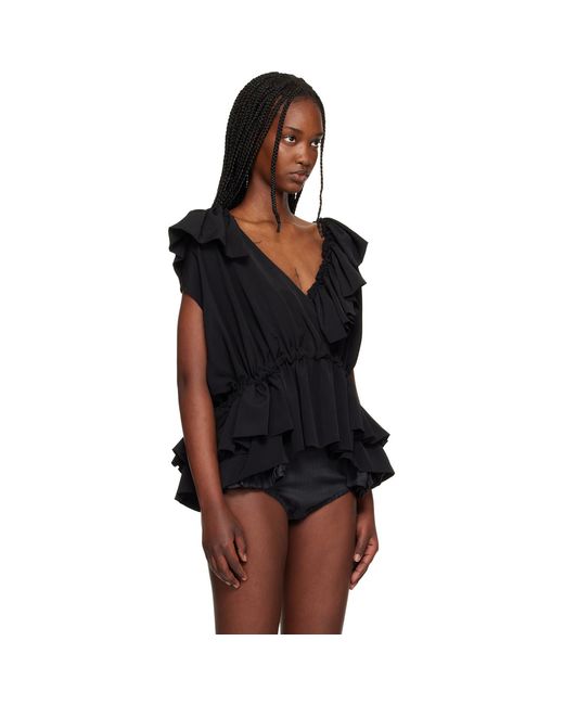 Dries Van Noten Black Ruffled Blouse