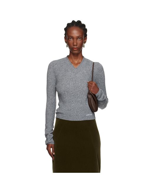 ShuShu/Tong Black Lace-Trimmed V-Neck Knit Sweater