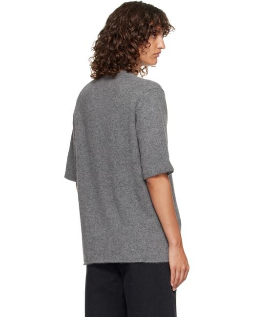Loulou de Saison Gray Raven Yak Blend Short Sleeves Sweater