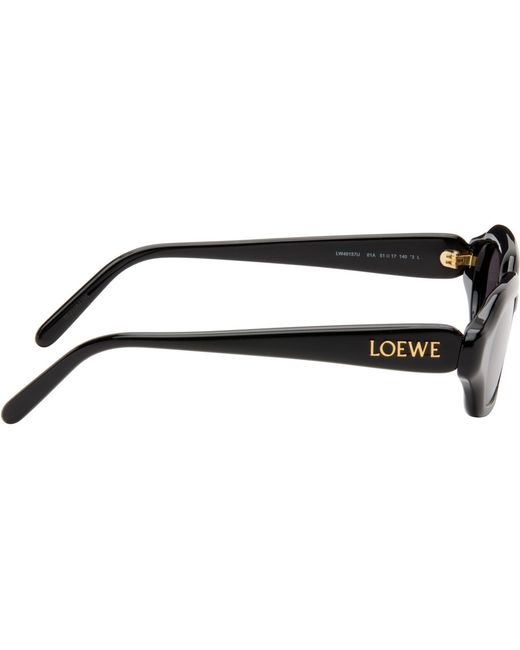 Loewe Black Slim Text Logo Rectangle Sunglasses