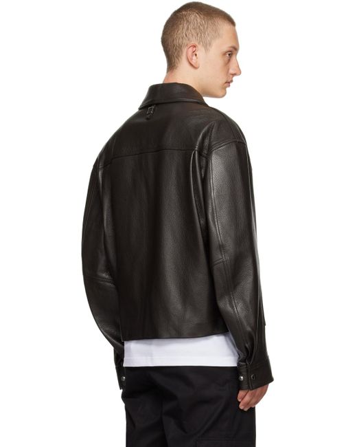 Wooyoungmi Black Brown Hardware Leather Jacket for men