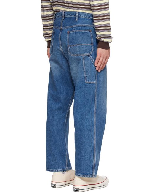 Beams Plus Blue Faded Jeans for men
