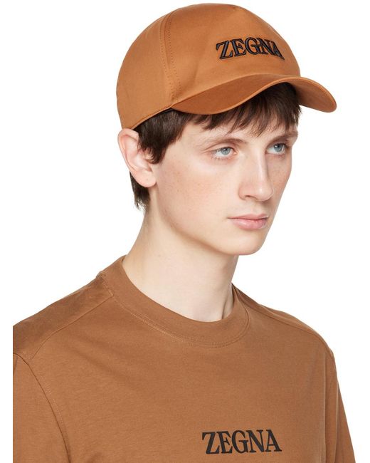 Zegna Brown Embroide Cap for men