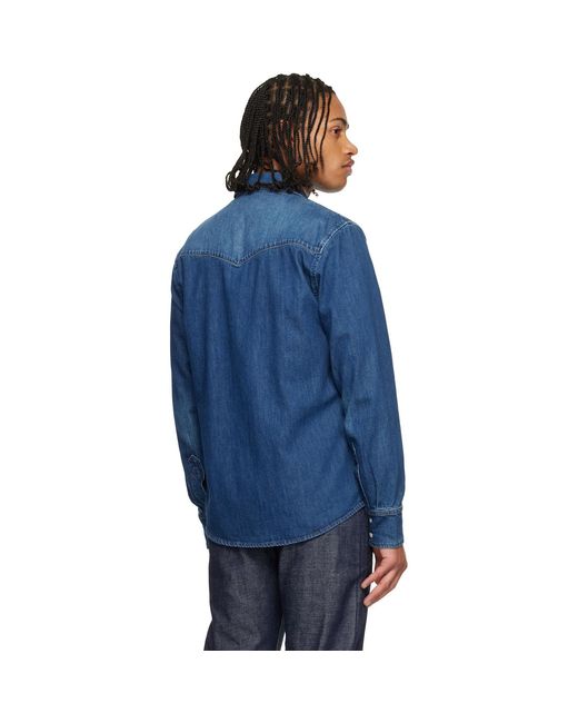 A.P.C. Blue Western Denim Shirt for men