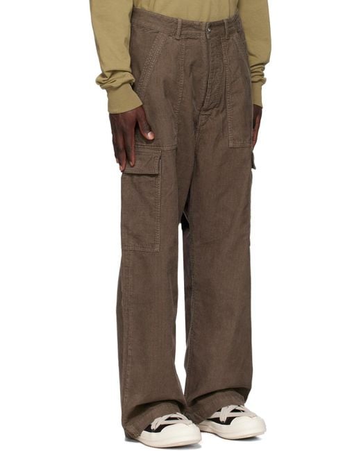 Rick Owens Brown Gray Flap Pocket Cargo Pants for men