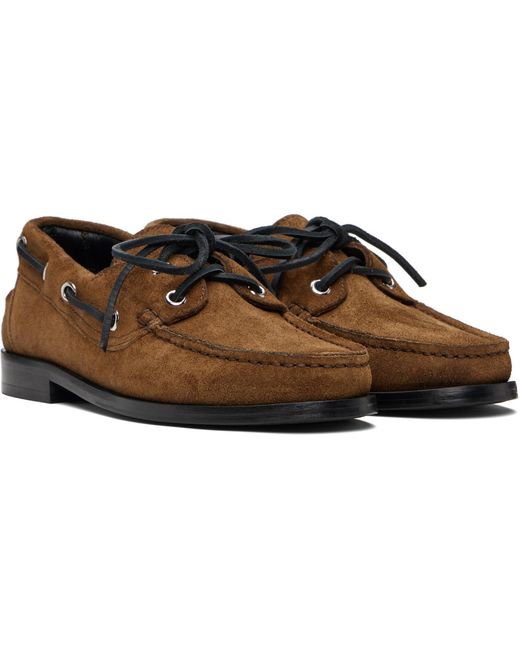 Aeyde Black Tan Harris Suede Boat Shoes