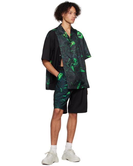 Feng Chen Wang Black Lacquerware Shorts for men