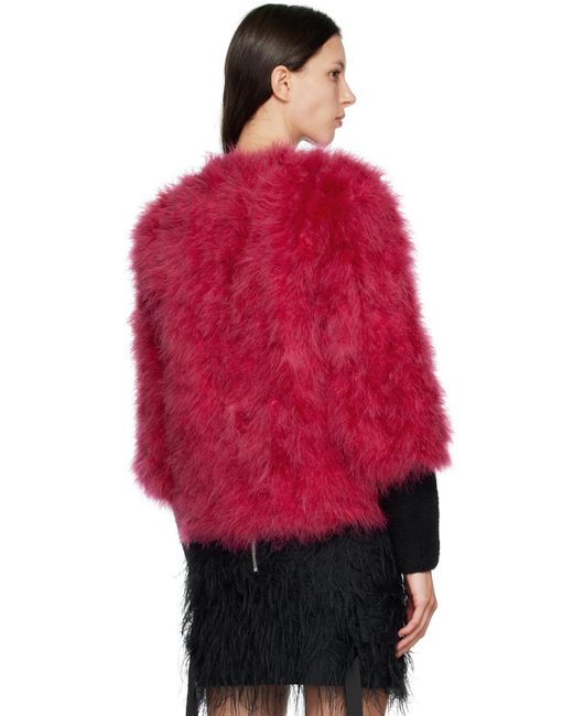 Yves Salomon Red Pink Feather Jacket