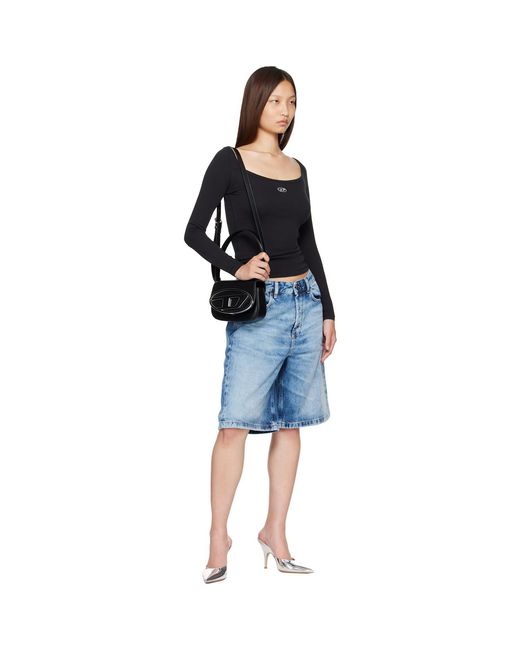 DIESEL Black Long Sleeve Metallic Oval D Ribbed T-Shirt