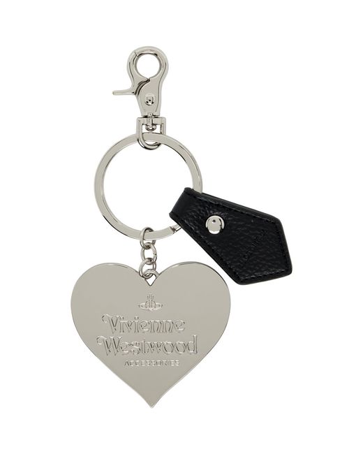 Vivienne Westwood Black Mirror Heart Orb Keychain for men