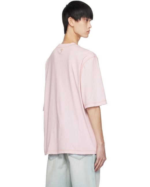 AMI Pink Fade Out T-shirt for men