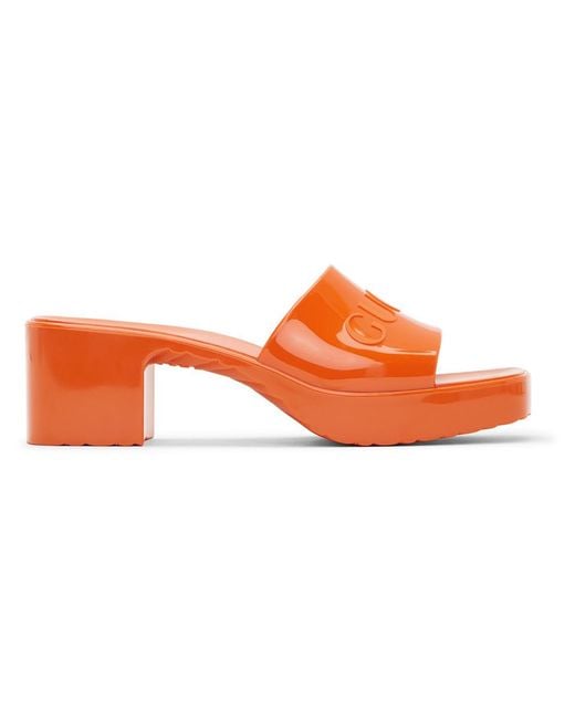 Gucci Orange Rubber Logo Mules