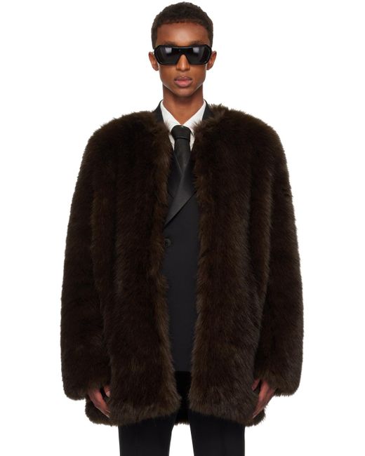 Ernest W. Baker Black Faux-Fur Coat for men