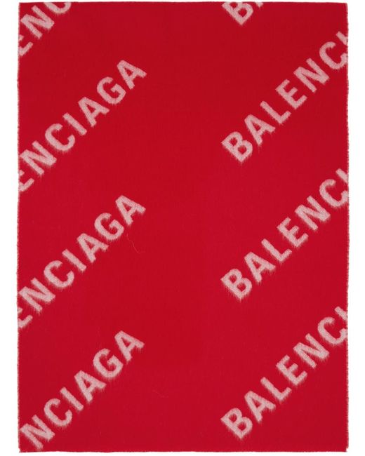 Écharpe rose à motif à logo Balenciaga en coloris Red