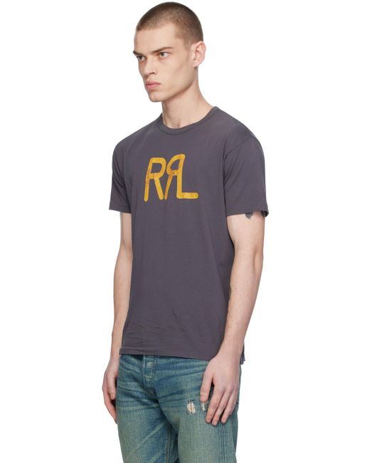 T-shirt gris à logo modifié imprimé RRL pour homme en coloris Black