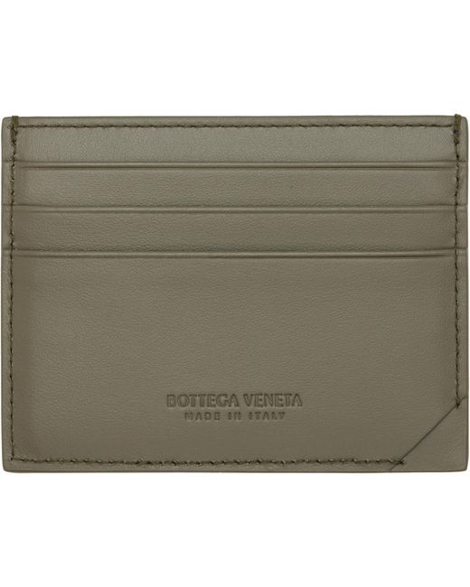 Bottega Veneta Green Khaki Intrecciato Stamp Credit Card Holder for men