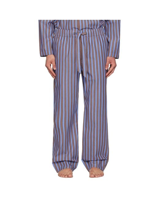 Tekla Blue Poplin Pyjama Shorts for men
