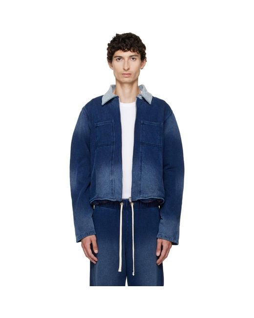 Les Tien Blue Heavyweight Utility Jacket for men