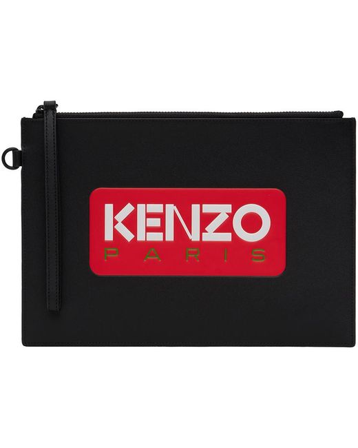 KENZO Red Black Paris Large Printed Pouch for men