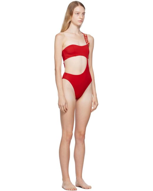 Versace Red Greca Swimsuit