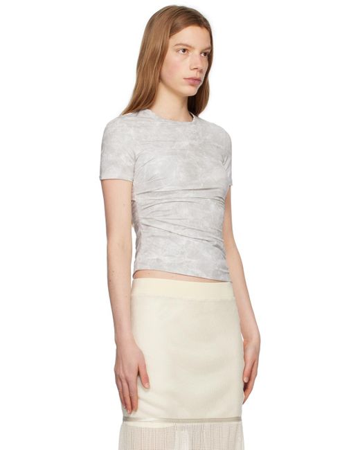 Helmut Lang Multicolor Gray Ruched T-shirt