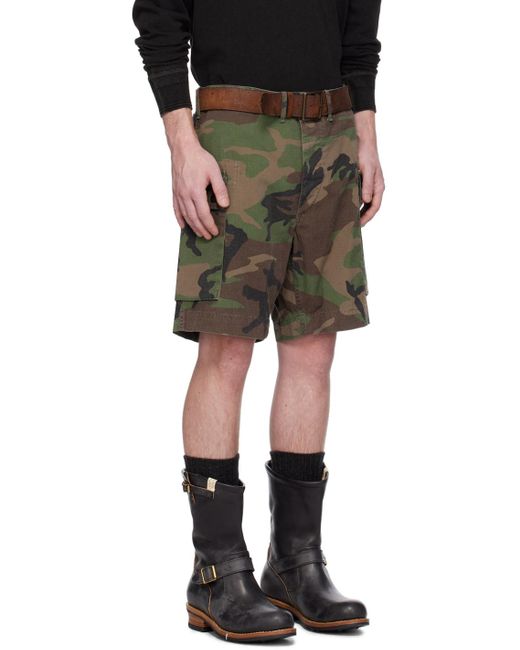 RRL Black Cargo Pocket Shorts for men