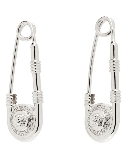Versace White Safety Pin Earrings