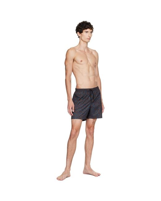 Dries Van Noten Blue Printed Swim Shorts for men