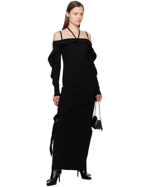 Versace Black Ruffled Maxi Dress