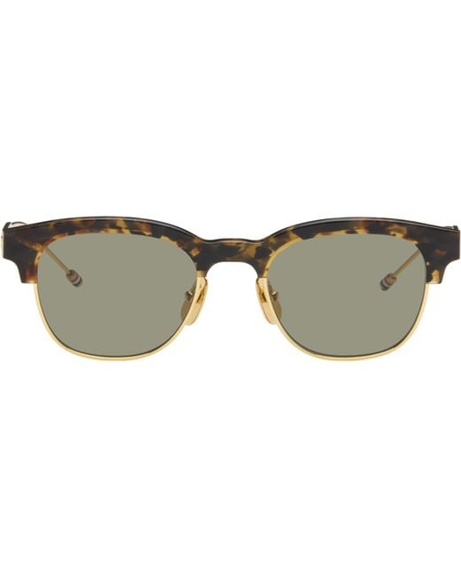 Thom Browne Brown Acetate & Titanium Oval Sunglasses for men