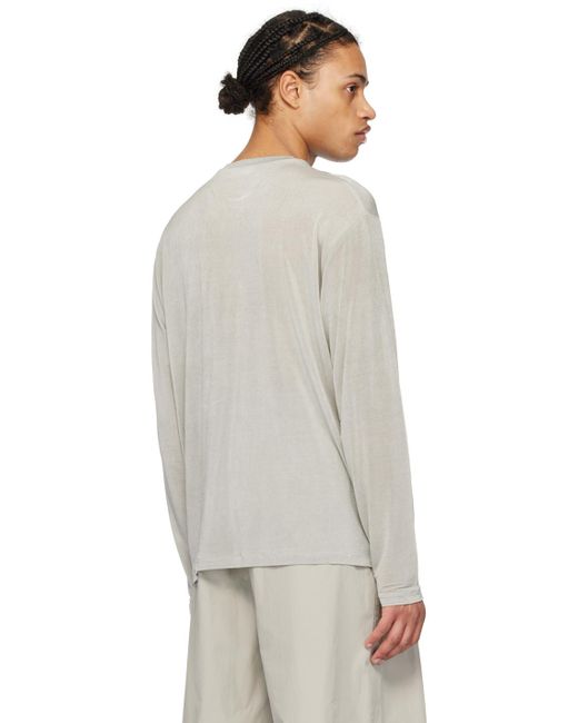 Amomento Gray Oversized Long Sleeve T-shirt for men