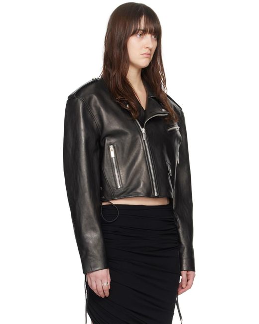Magda Butrym Black Cropped Leather Jacket