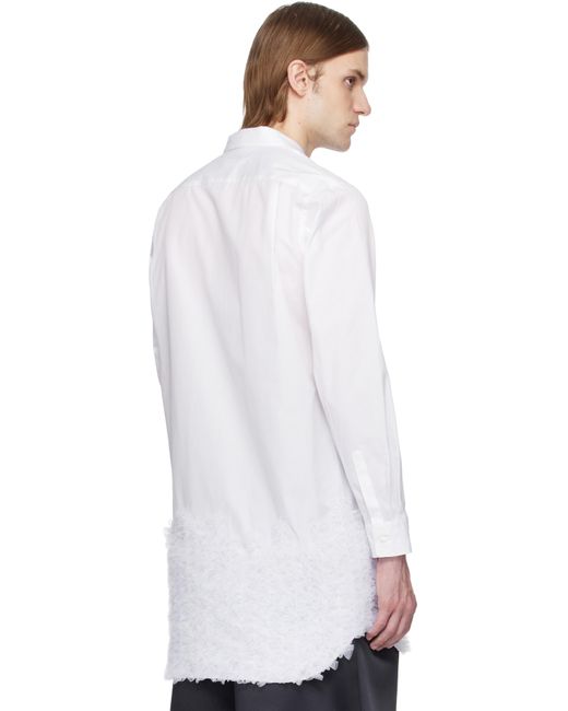 メンズ Comme des Garçons ホワイト コットンブロード＆ナイロンチュール シャツ White