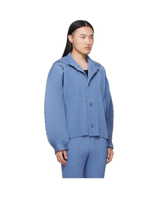 Homme Plissé Issey Miyake Blue Linen Like Jacket for men