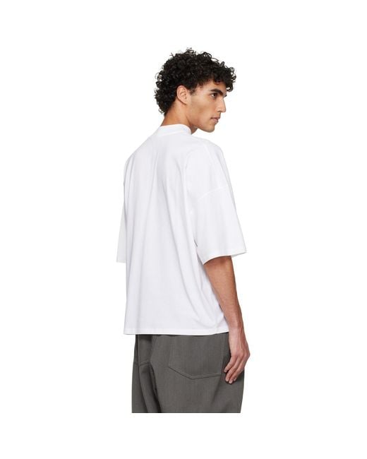Jil Sander White Cotton Mock-Neck T-Shirt for men