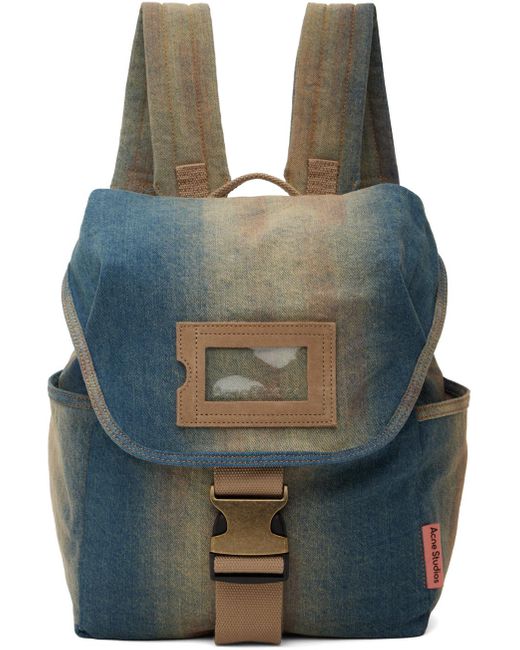 Acne Blue & Beige Denim Backpack