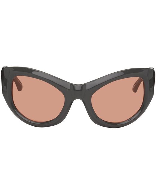 Dries Van Noten Black Ssense Exclusive Gray Linda Farrow Edition goggle Sunglasses