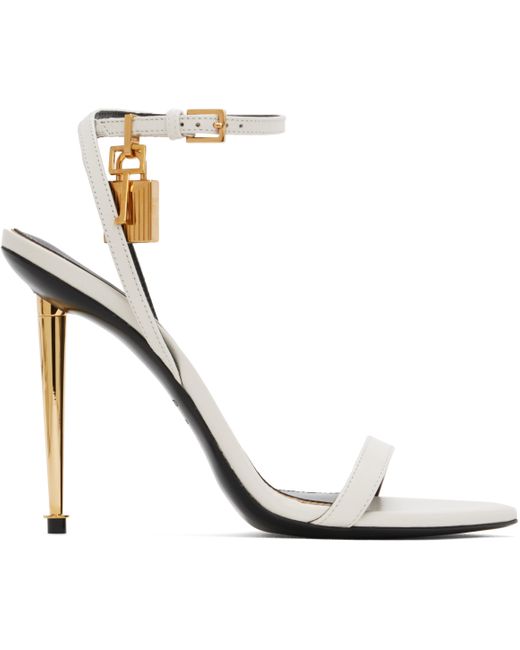 Tom Ford ホワイト Padlock Pointy Naked ヒールサンダル White
