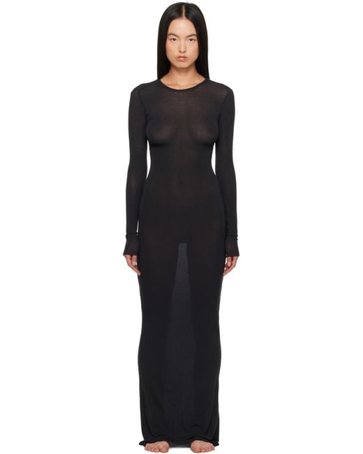 Skims Black Ssense Exclusive Sheer Modal Long Sleeve Maxi Dress