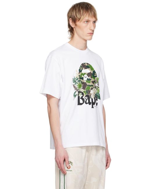 T-shirt blanc à image à logo A Bathing Ape pour homme en coloris White