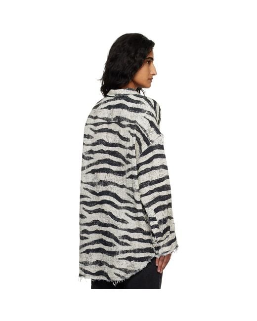 R13 Black Shredded Seam Drop Neck Shirt