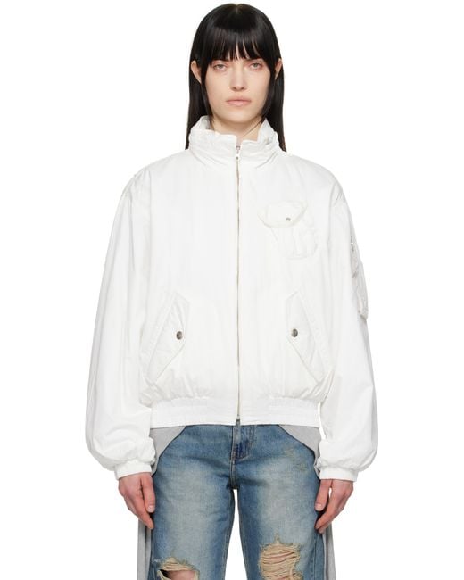OPEN YY ホワイト コットン カーゴ ボンバージャケット White