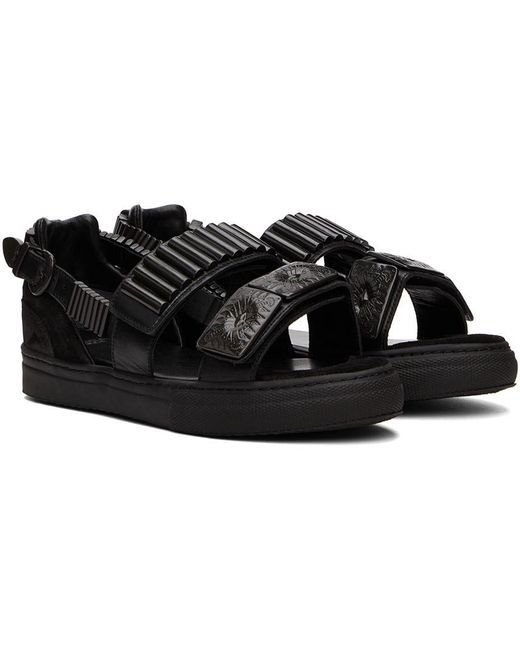 Toga Black Ssense Exclusive Buckles Flat Sandals